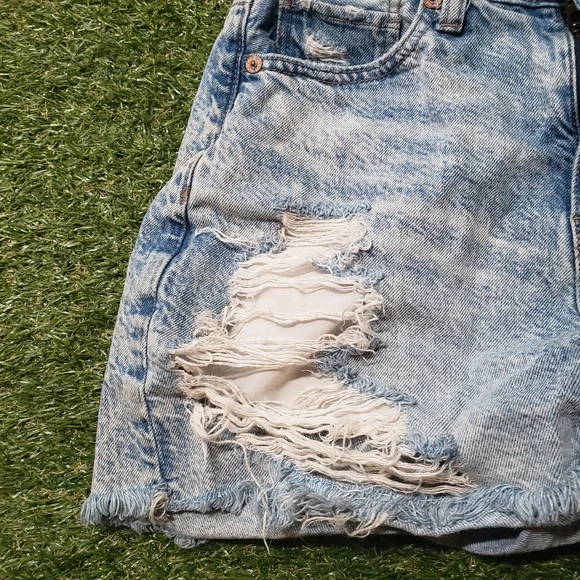 American and Eagle Denim Blue Mom Short size 0 distressed 4858 - Picture 4 of 11